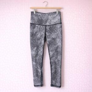 LULULEMON Hi-Rise Wunder Under Black White Speckle Splattered Brushed Leggings